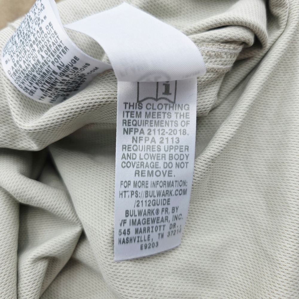Bulwark FR iQ Series Mens XXL Tall 2XLT Khaki Tan Flame Resistant Henley Shirt - Picture 14 of 16